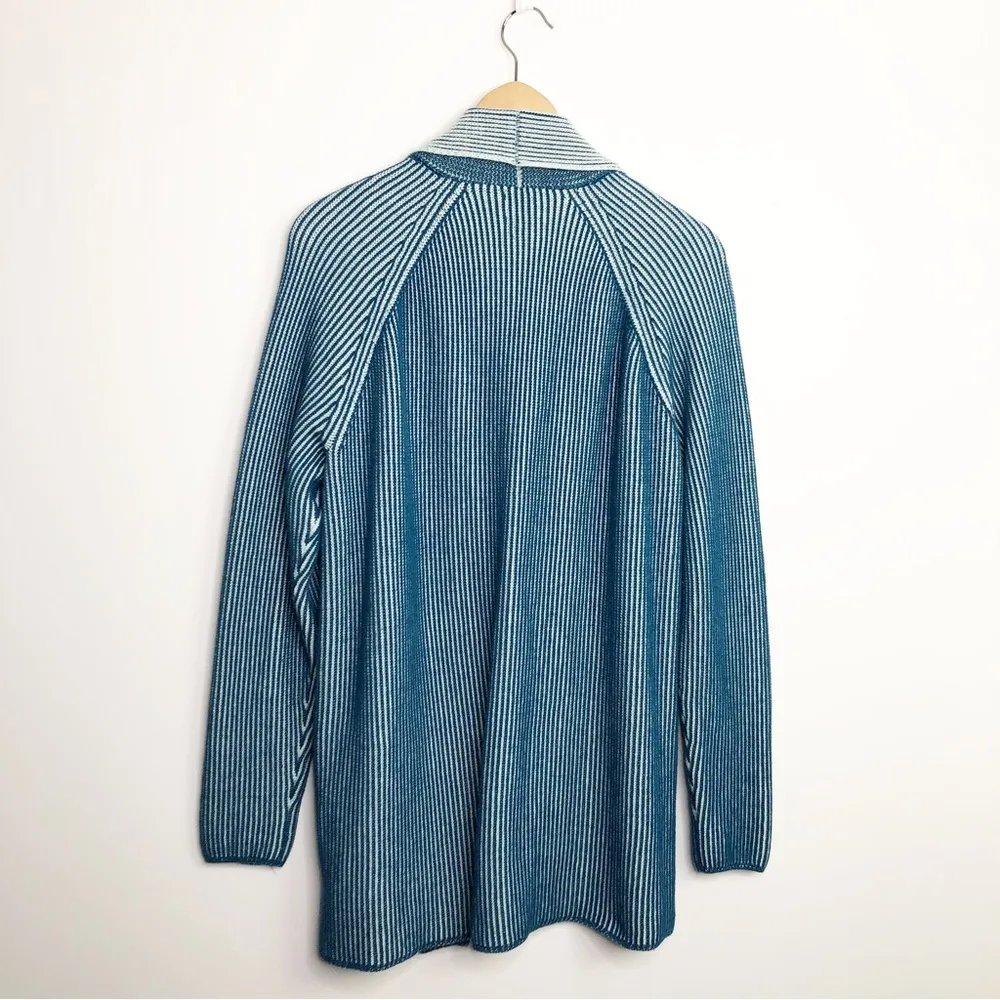 LANDS’ End drifter, open closure, teal green cardigan, duster - Image 2