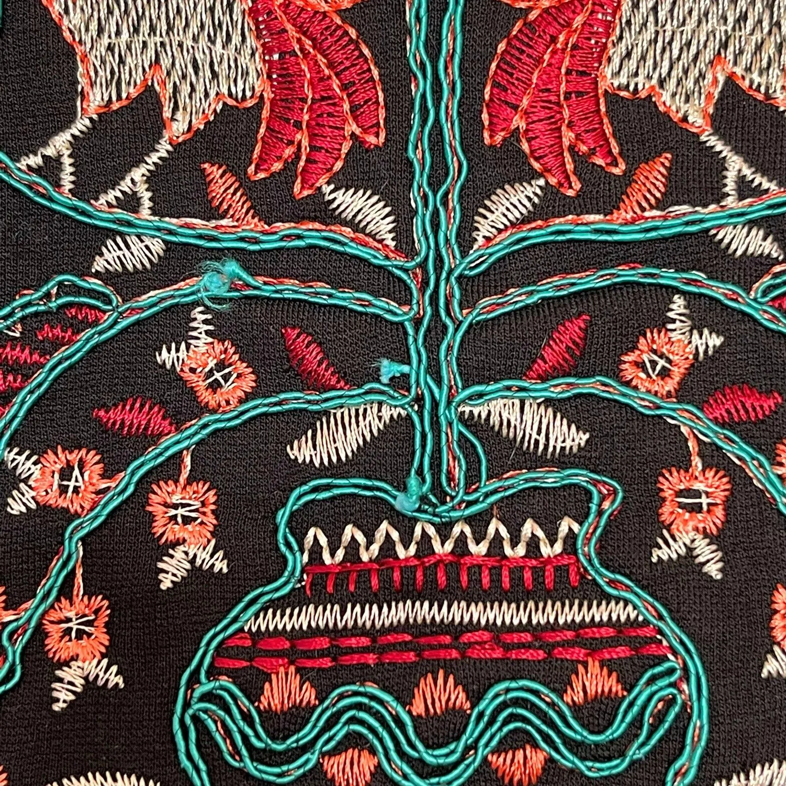 Verte Skirt Sz Small Boho Bohemian Festival Tribal Embroidered Mini Earthy Black - Image 6