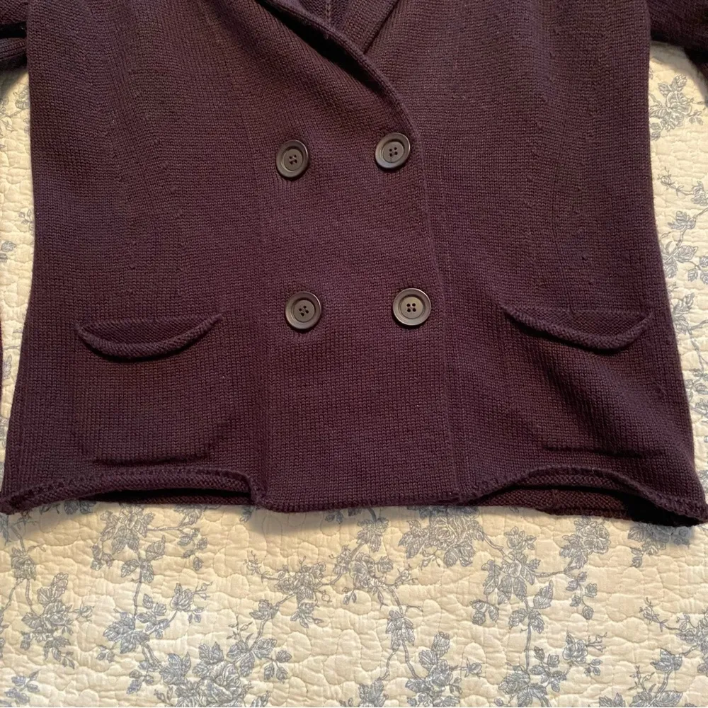 Hekla & Co. Italian Merino Wool Blend Double Breasted Cozy Cardigan Sweater Purple Size M - Image 5
