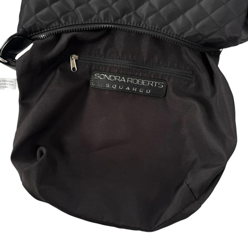 NEW Sondra Roberts Squared Convertible Quilted Nylon Tote Backpack in Black - Image 13