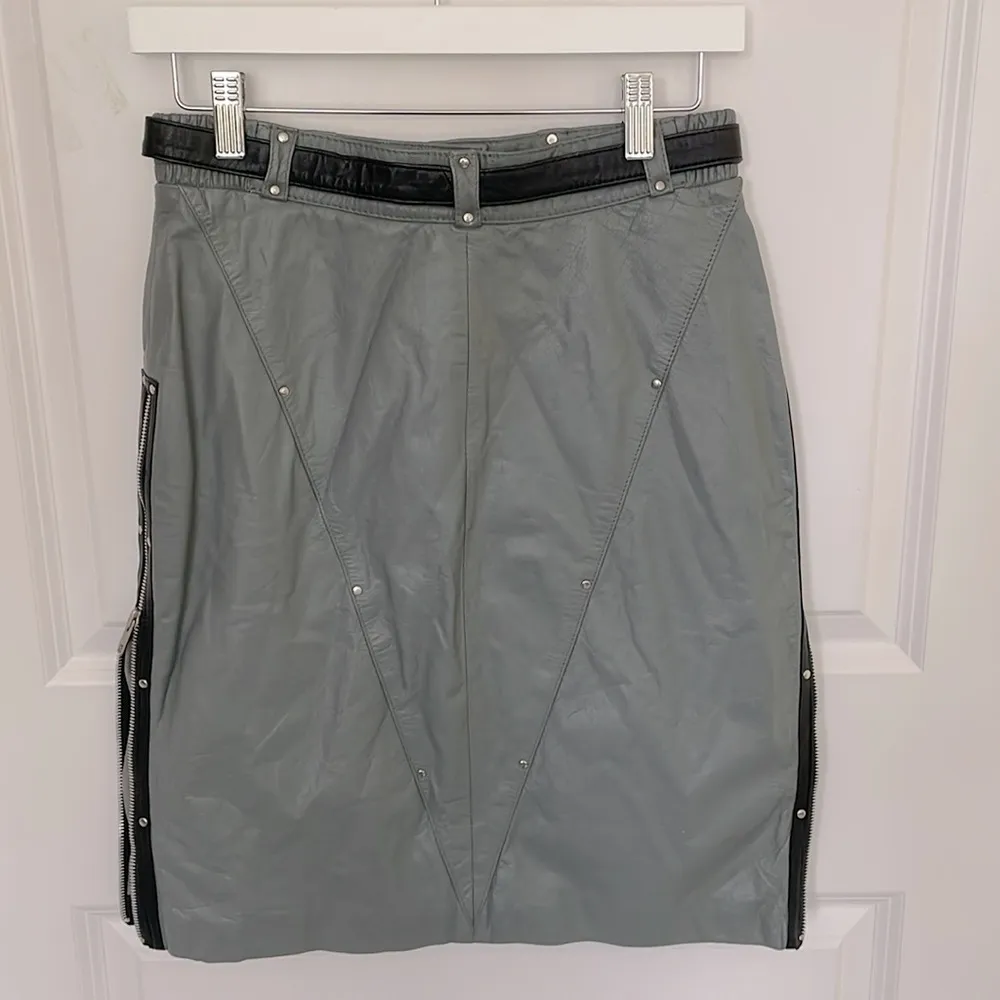 Vintage Harley Davidson Leather Skirt 10 Gray - Image 2
