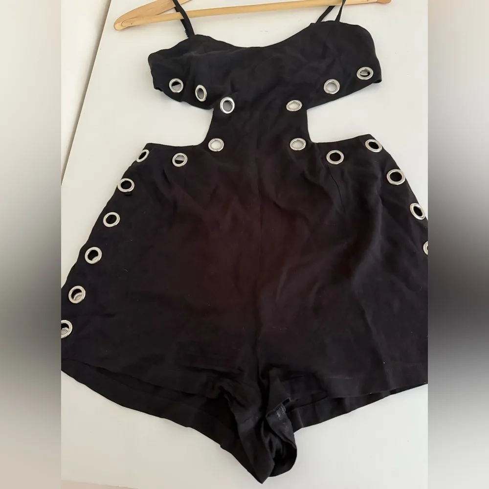 LF Black Cutout Romper with Silver Grommets - Image 3