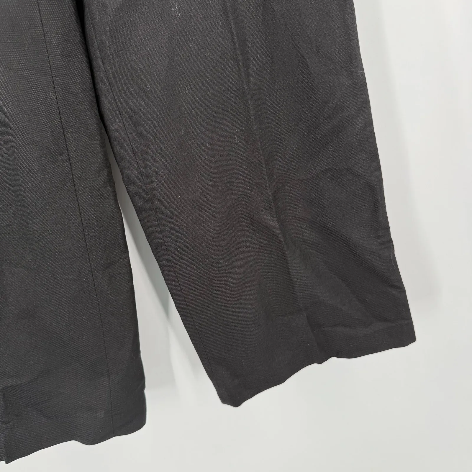 LOFT ANN TAYLOR Pants SZ 2 Linen Blend Black Wide Ann Leg Business Office Work - Image 9