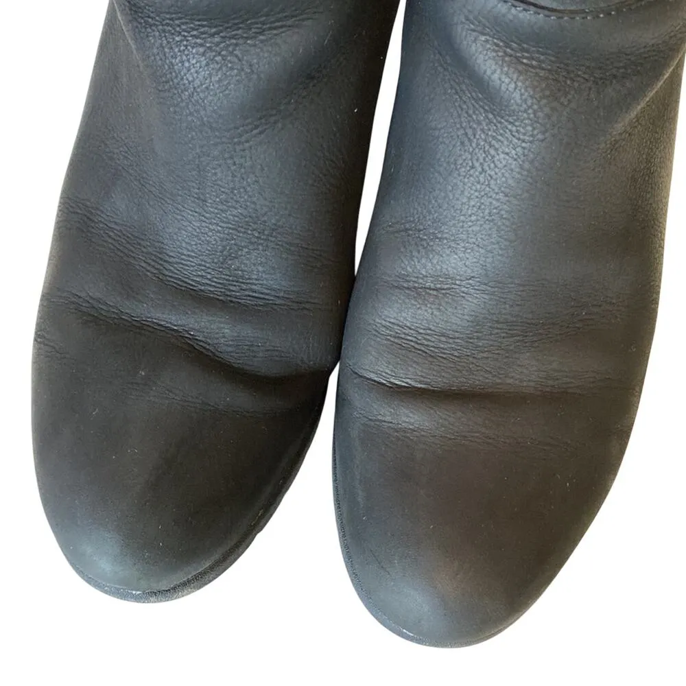 UGG Black Leather Suede Waterproof Wedge Fur Boots Size 10 - Image 4