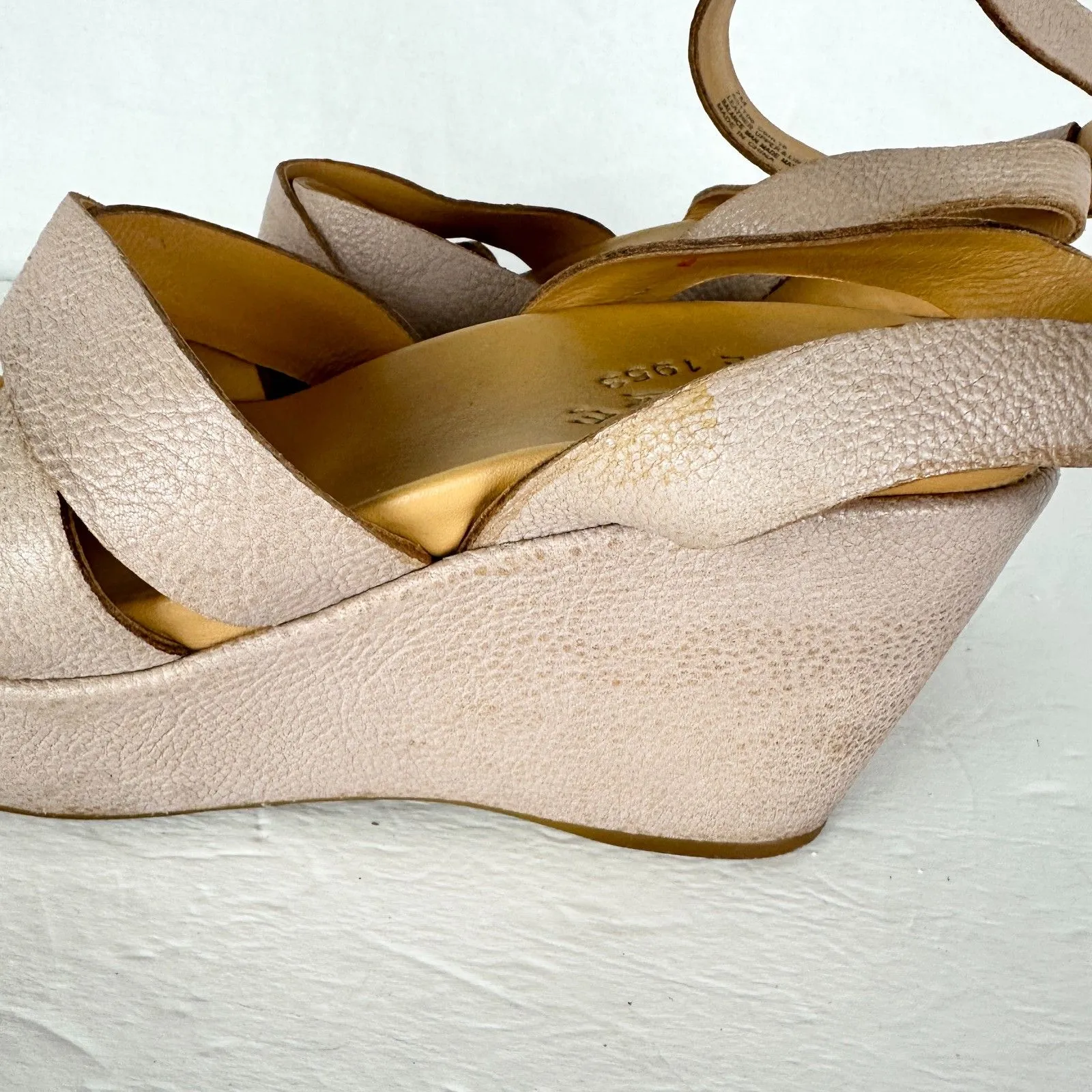 Kork-Ease Amber Wedge Sandal Size 7 Natural Taupe Comfort Leather Ankle Strap - Image 9