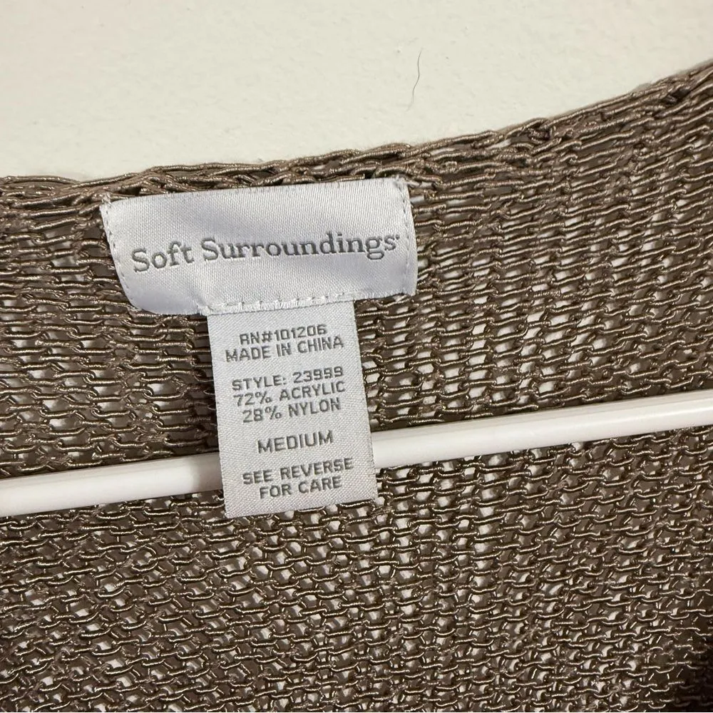 Soft Surroundings Brown V-Neck Sweater with Long Sleeves and Relaxed Fit - Image 3