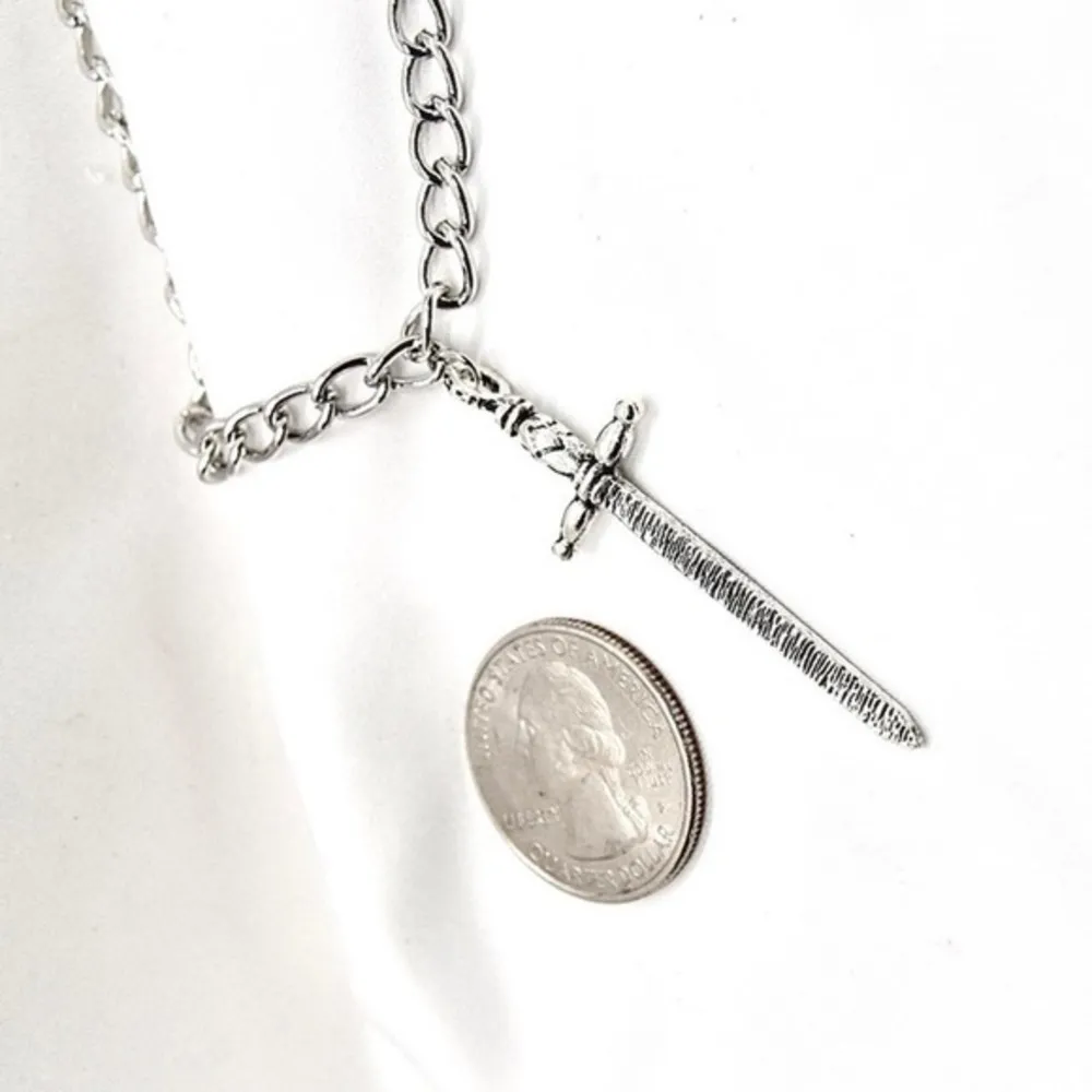 Sword Pendant Chain Necklace Silver - Image 4