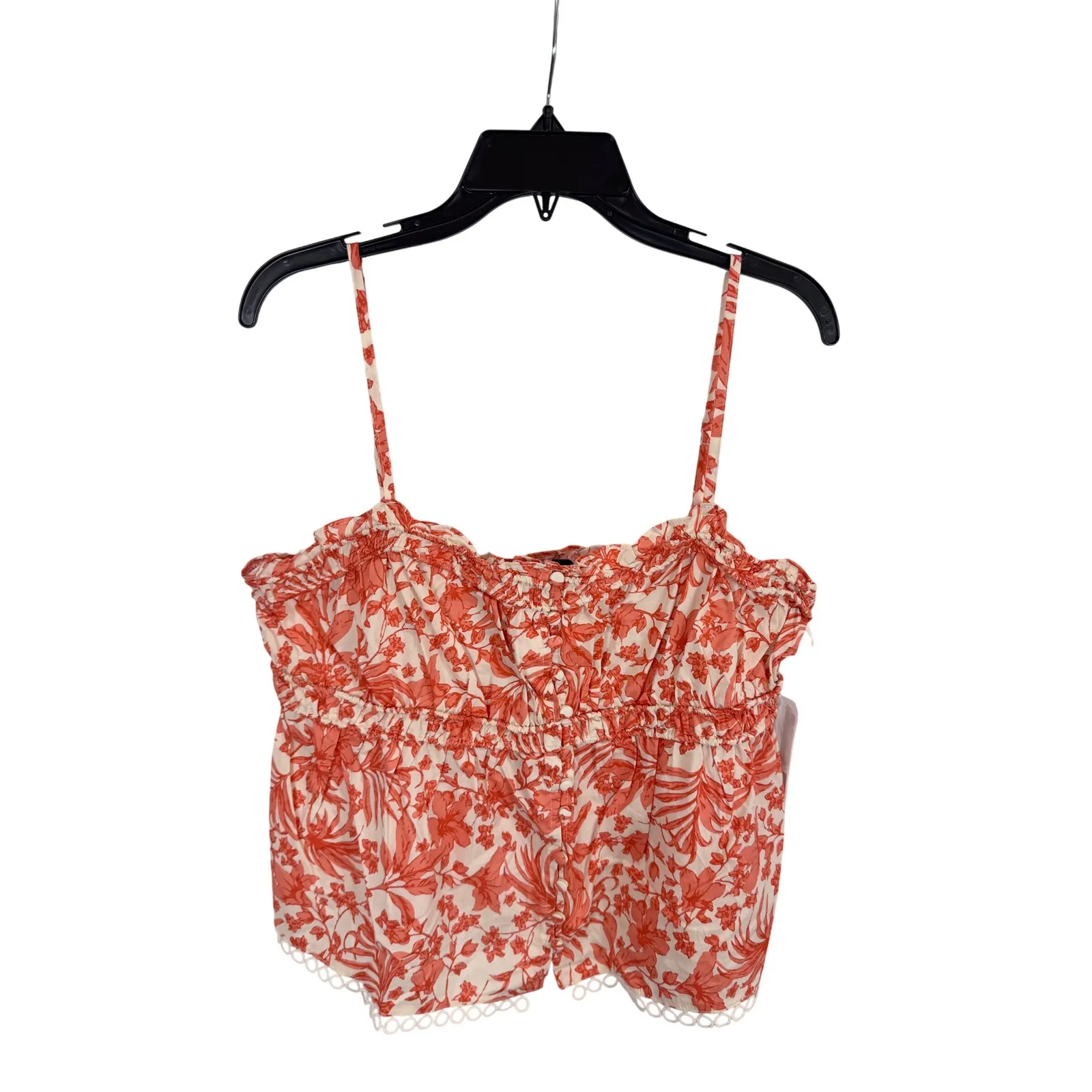 AQUA Floral Print Cami Top Women's‎ XL Sleeveless Ruffle Trimmed Blouse - Image 2