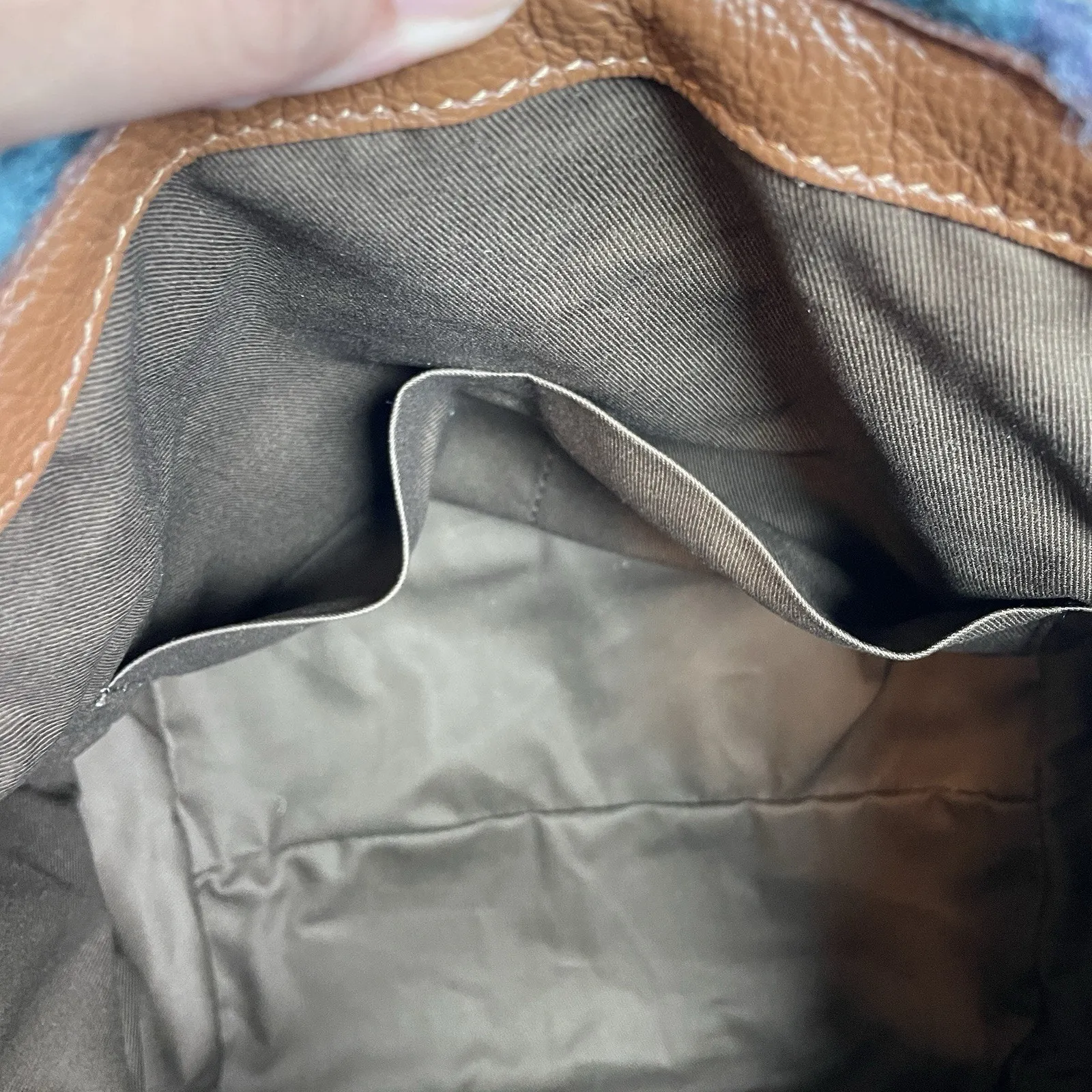 Sundance Maple Glen Teddy Plaid Tote Bag Felted Textured Pebbled Leather Green - Image 5