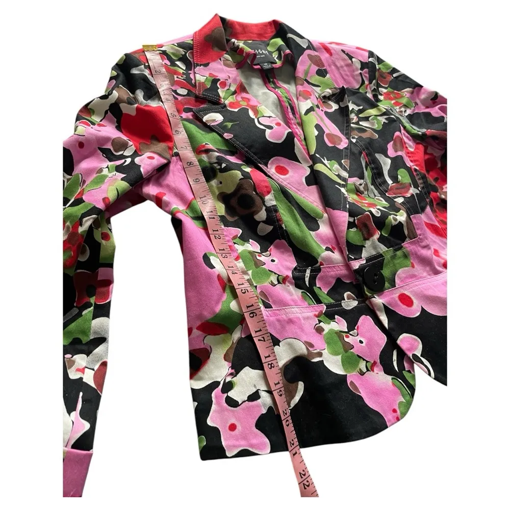 EUC Funky Floral Stretch Cotton Insight New York Jacket 14 Boho Indie Sleeze Pink - Image 10