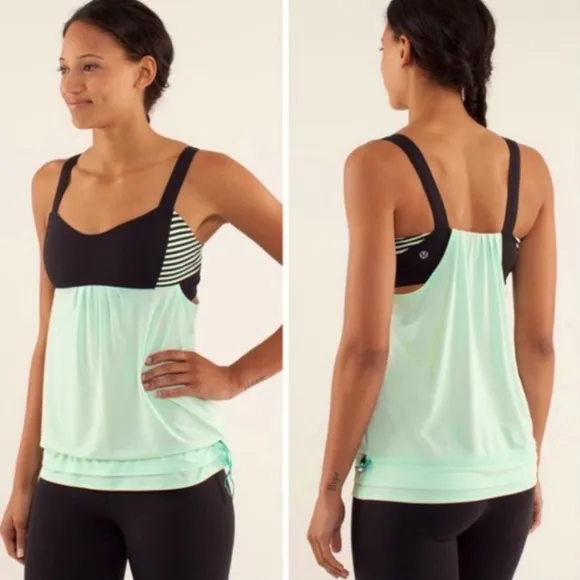 LULULEMON Run Back On Track Tank Top Mint Moment size 8 mint/seafoam/black - Image 2