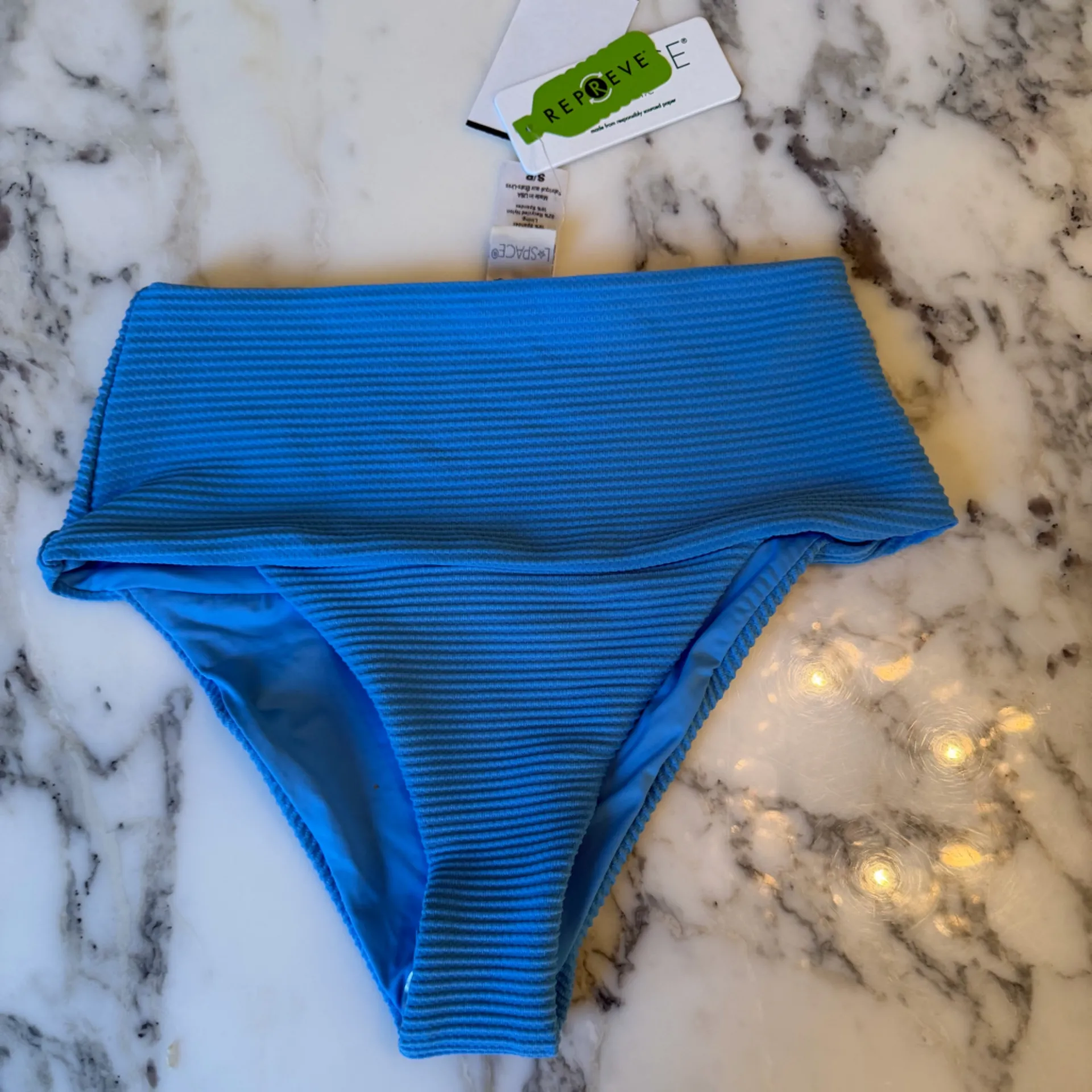 NWT L*Space Vibrant Blue Veronica Fold Over Ribbed Bikini Bottom Sz S - Image 5