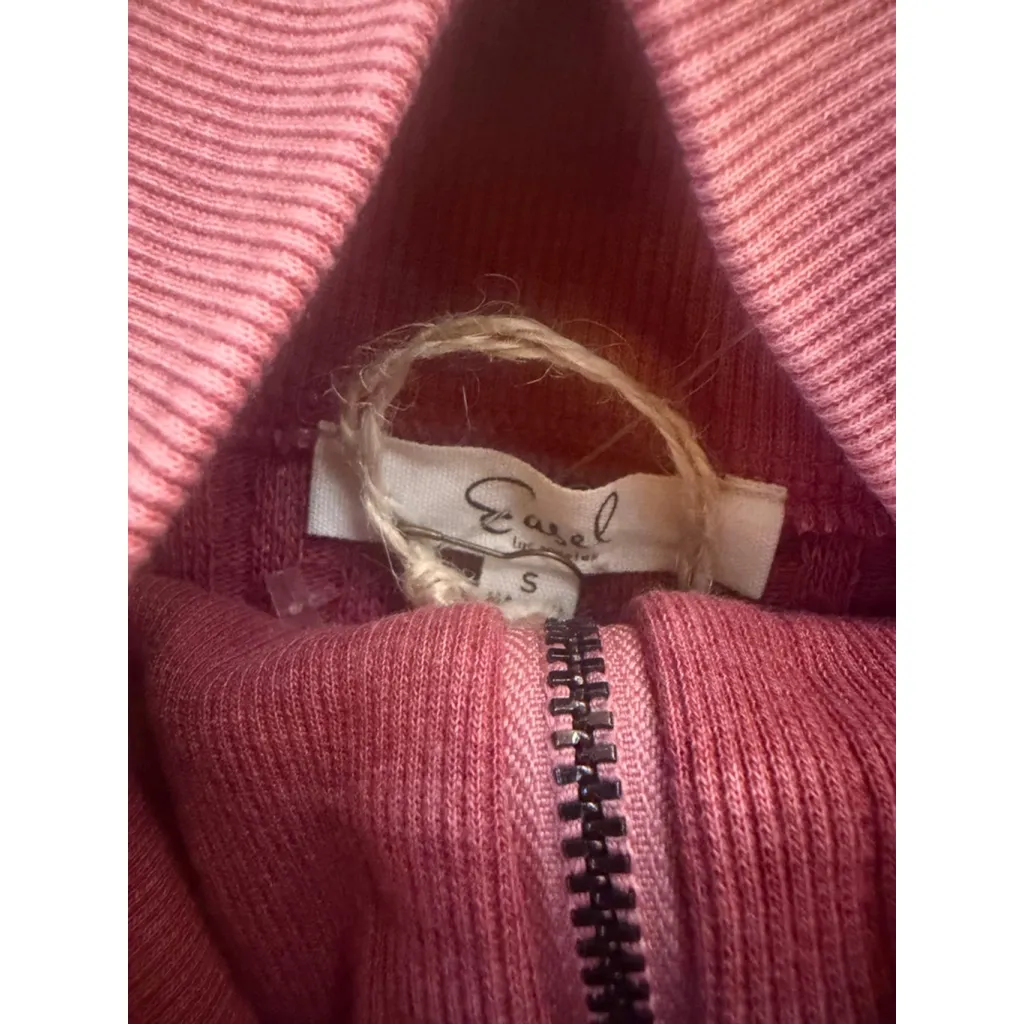 Easel Women's Thermal Waffle Knit Zip-Up Washed Long Sleeve Top Mulberry Size S - Image 8