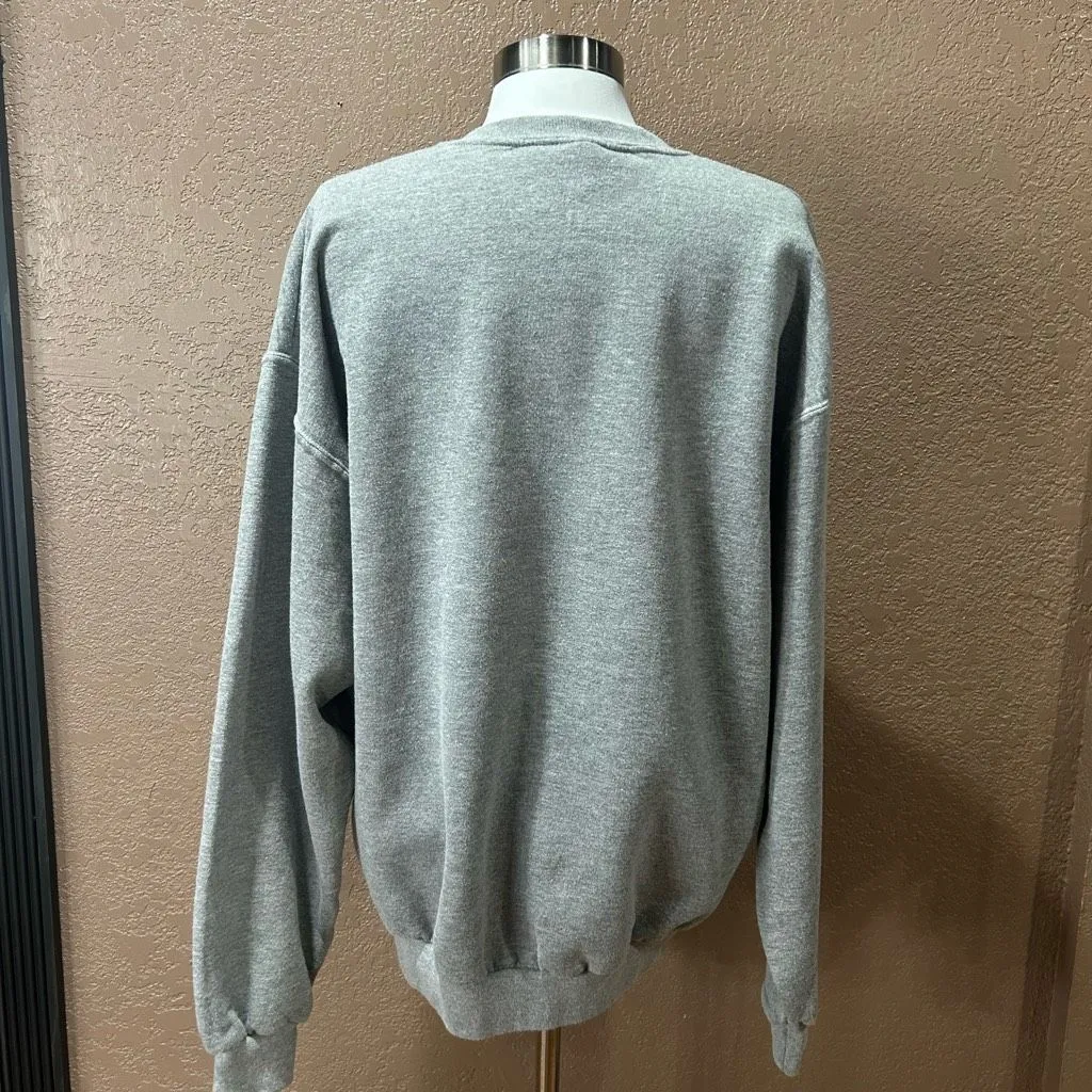 Vintage Jerzees Women’s Large Gray Cat Sweatshirt - Image 2