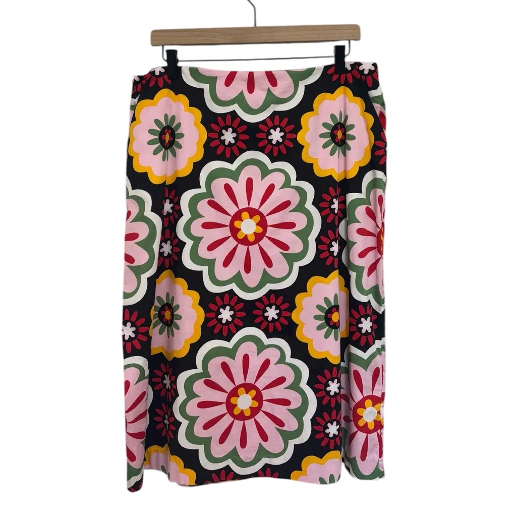 Boden Printed A-Line Midi Skirt in Opulent Daisy - Size US 12 Petite - Image 3