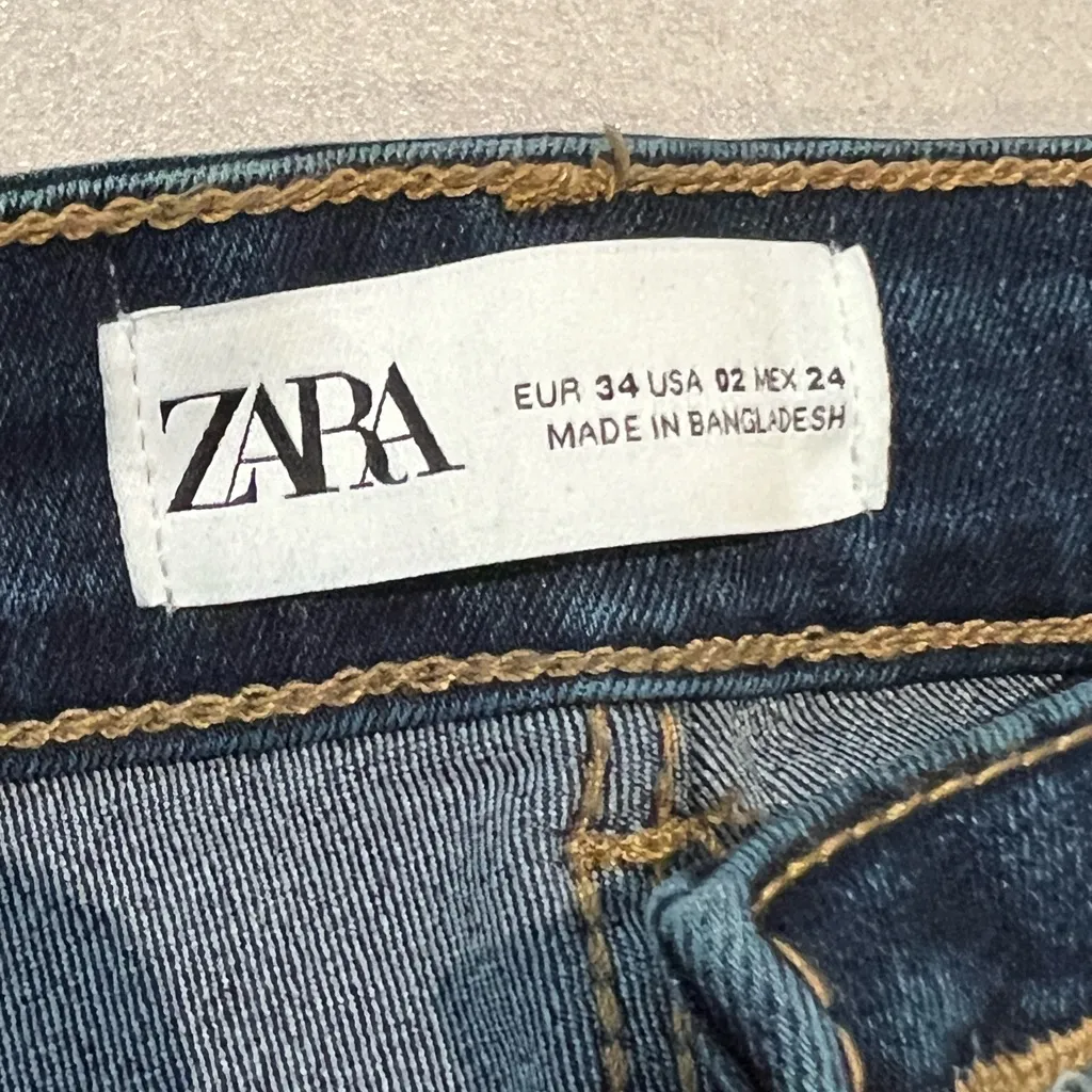Zara women size USA 02 high waisted dark blue jeans high waist skinny NWOT - Image 4