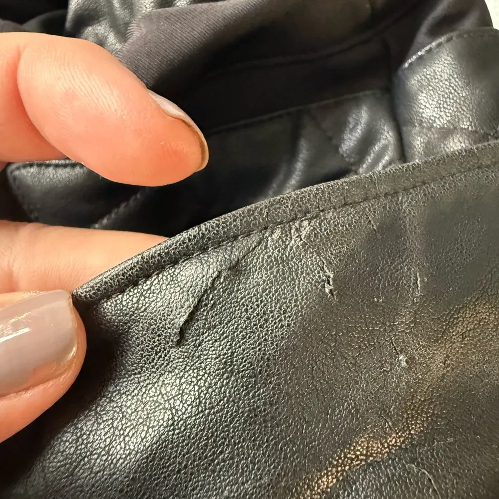 Victoria’s Secret Sport Faux Leather Jacket Rose Gold Hardware Black Medium Vtg - Image 12