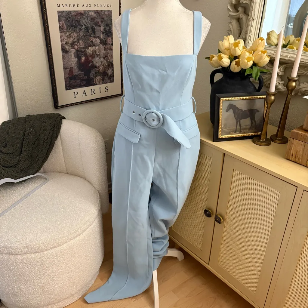 MISHA Aviana Playsuit JumpsuitBelted‎ Wide Leg In Powder Blue Size 8 - Image 3