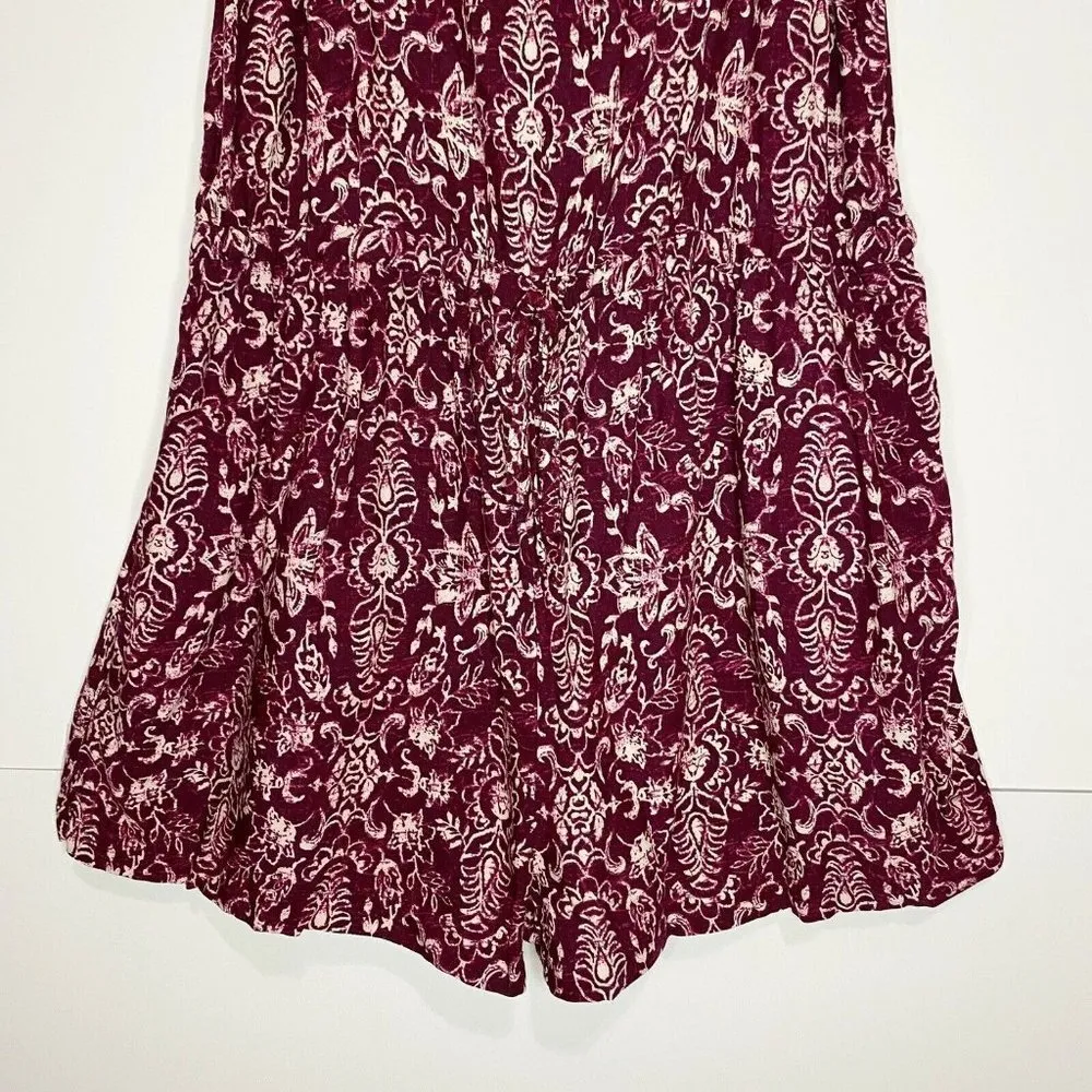 Aeropostale Women's Medium Playsuit Romper Cinched Waist Burgundy Rayon 2” - Image 4