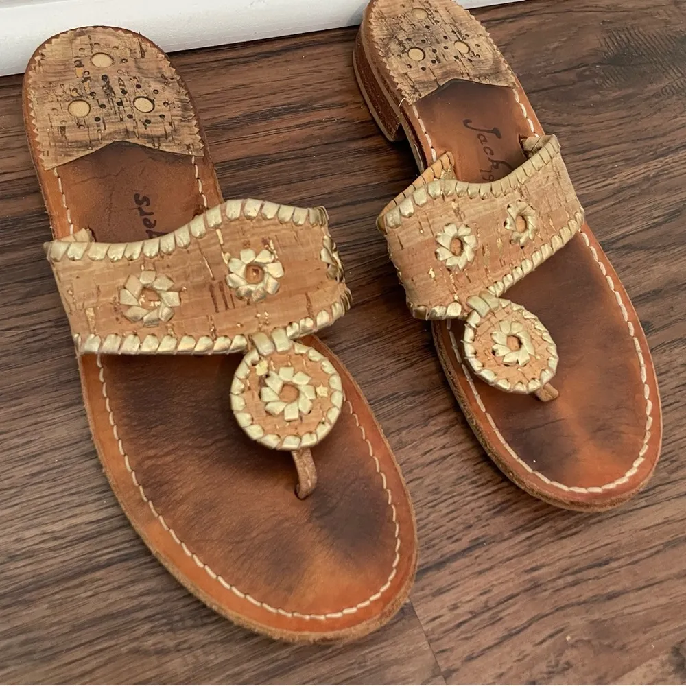 Jack Rogers  Jacks ll Cork Gold Thong Sandal Sz 7 - Image 4