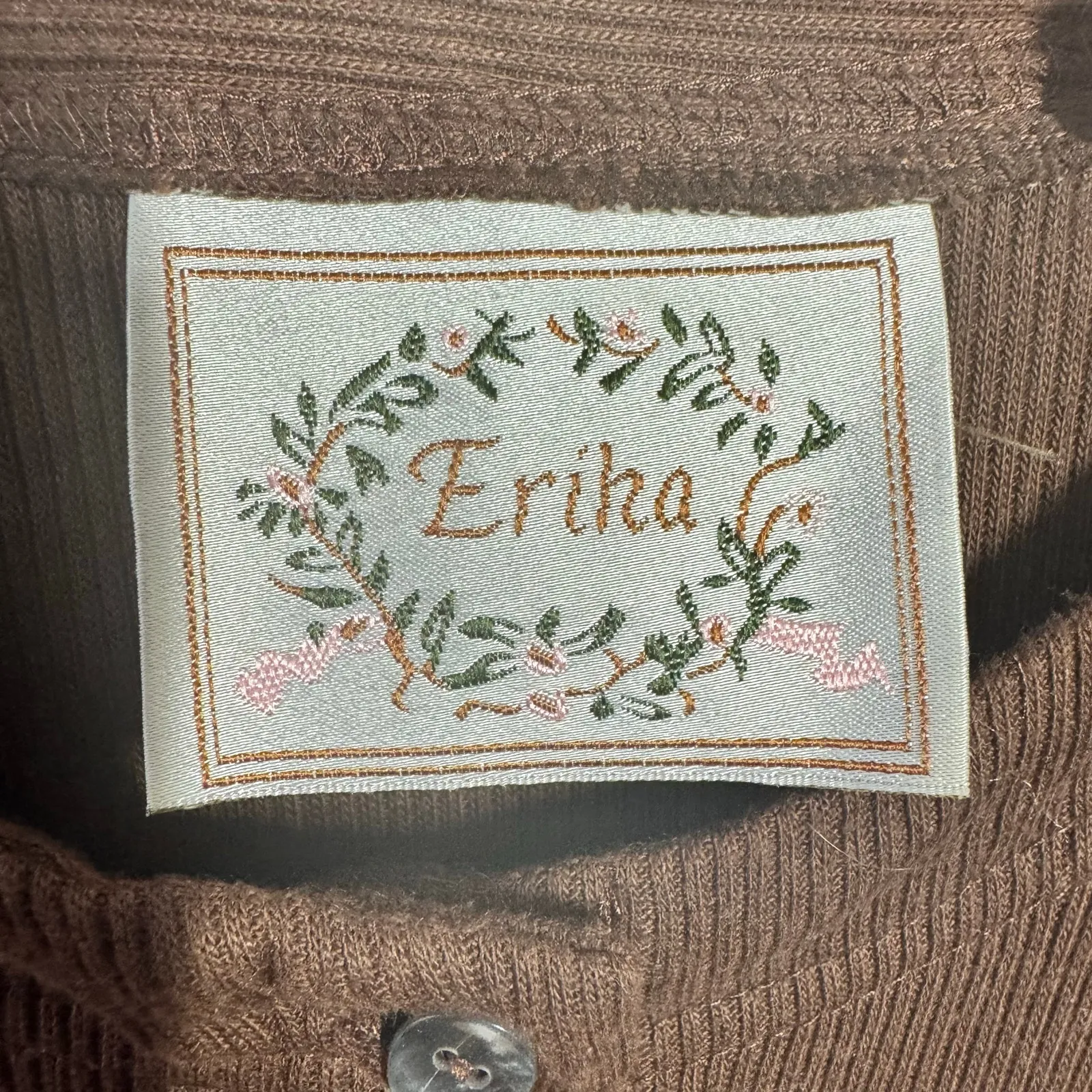 Erika 90s Tradwife Modest Full Button Up Shirt Dress Women M Brown Cottage Boho - Image 6