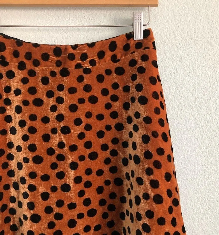 Velvet Circle Mini Skirt in Leopard Dot. Size 00 - Image 4