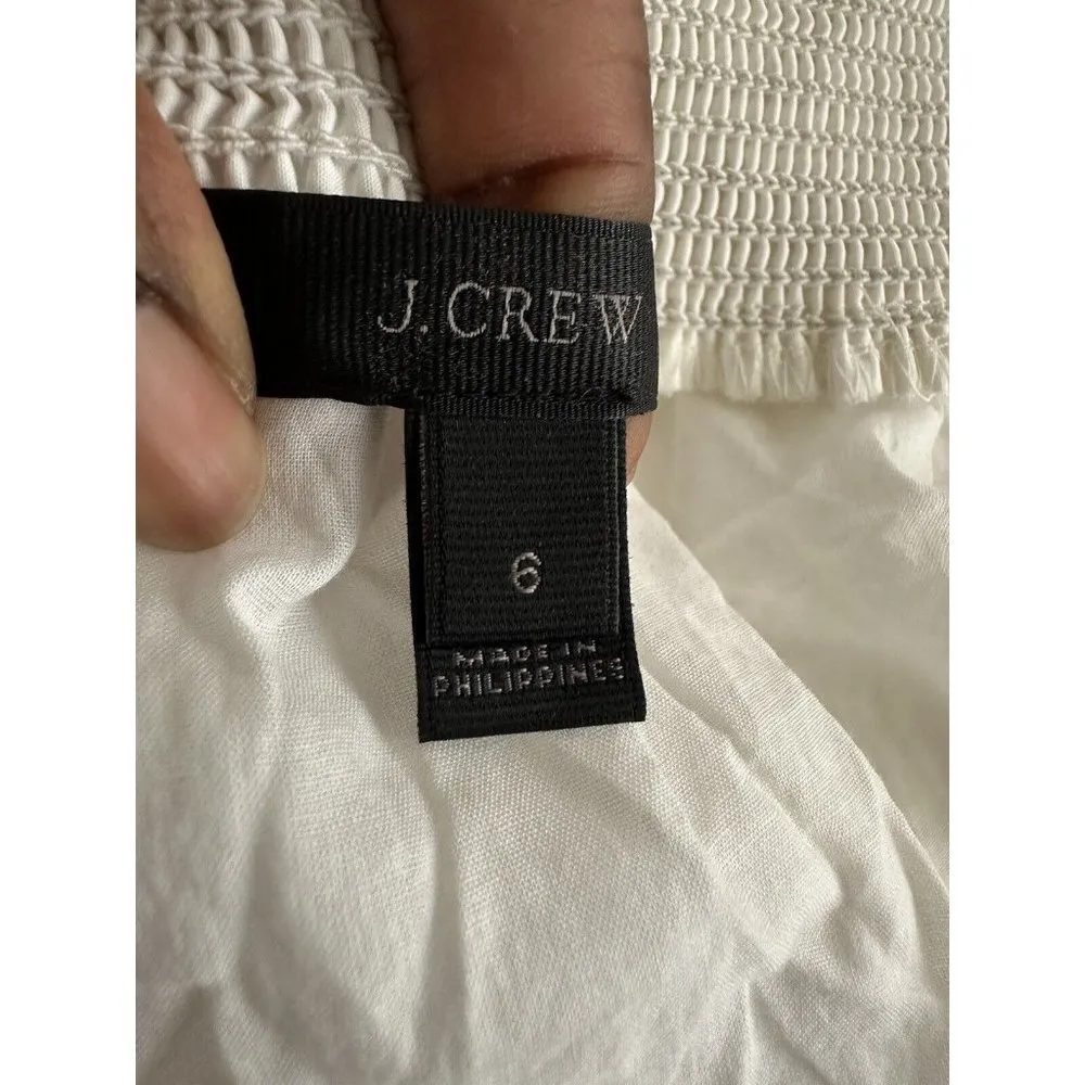 J. Crew Dress Short Sleeve Smocked Neckline Cotton Dress Size 6 Has Light Stain - Image 4