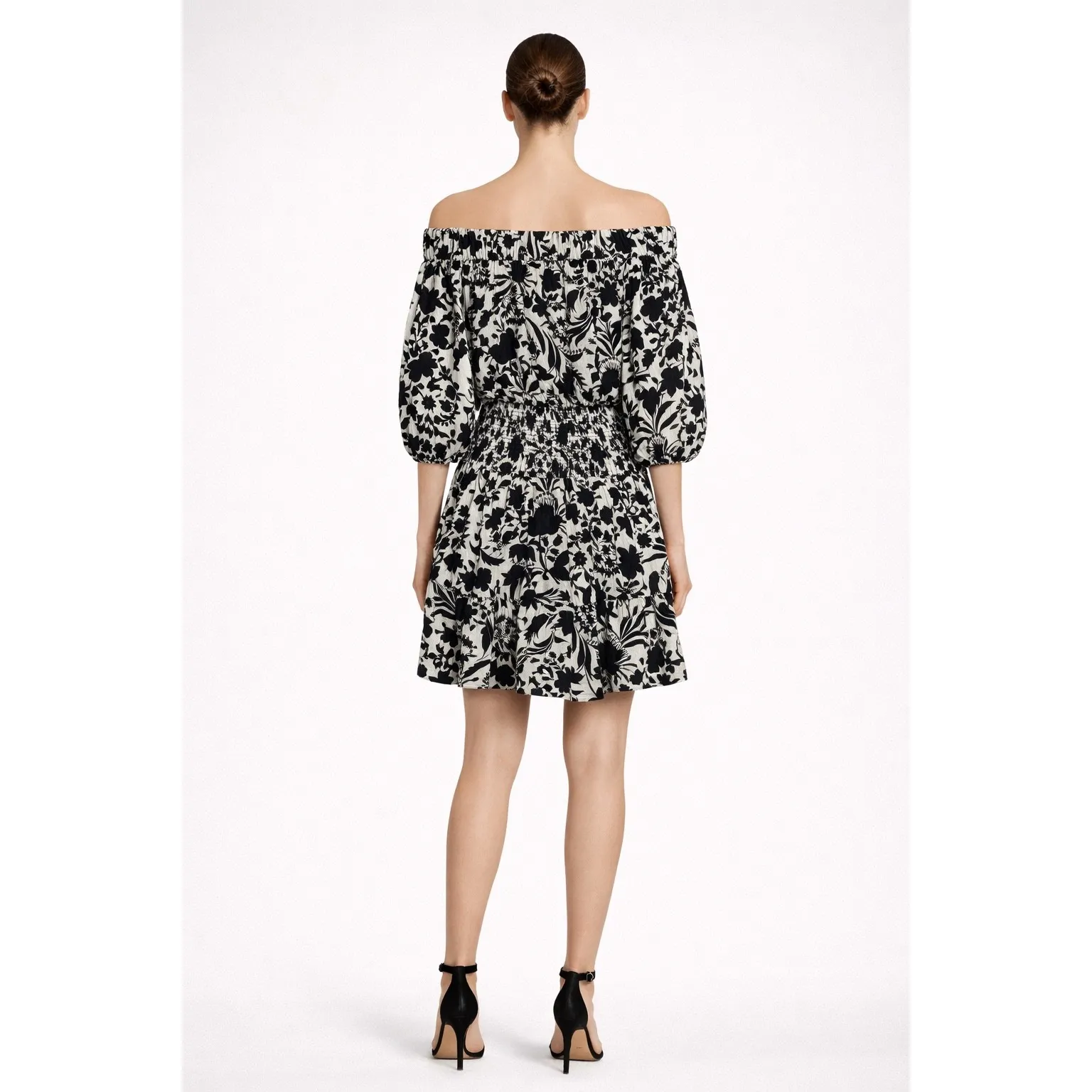 MISA Los Angeles Off The Shoulder Floral Print Smocked Waist Mini Dress XS/S - Image 2