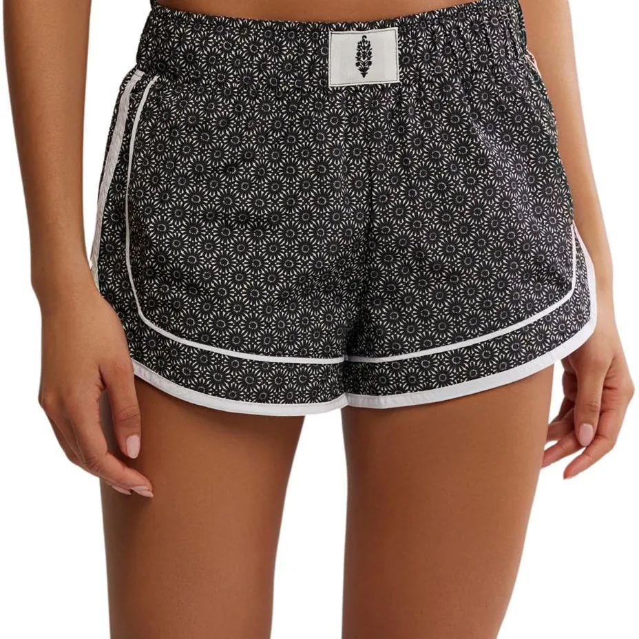 Free People Movement NWT Varsity Blues Printed Shorts Women’s Medium Black/White Black - Image 1