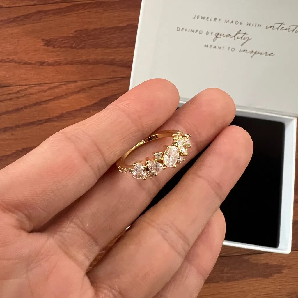 ETTIKA
Statement Cubic Zirconia Cluster 18K Gold Plated Ring - Image 4