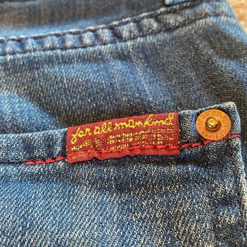 7 For All Mankind Button Fly Relaxed Flare Jeans Blue Size 31 TALL 32” - Image 10