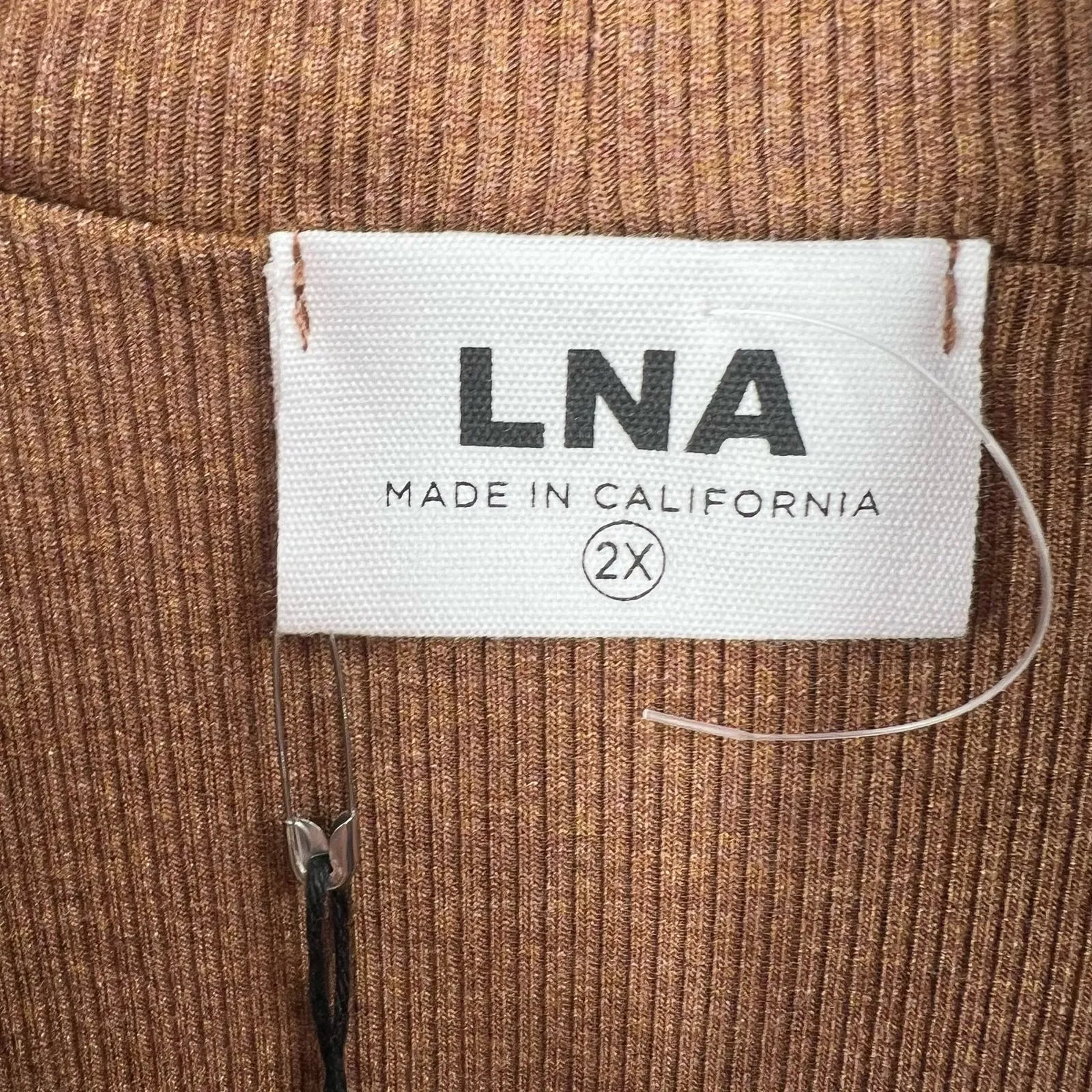 LNA Turtleneck Midi Dress Ribbed Knit‎ Brown Size 2X New - Image 7