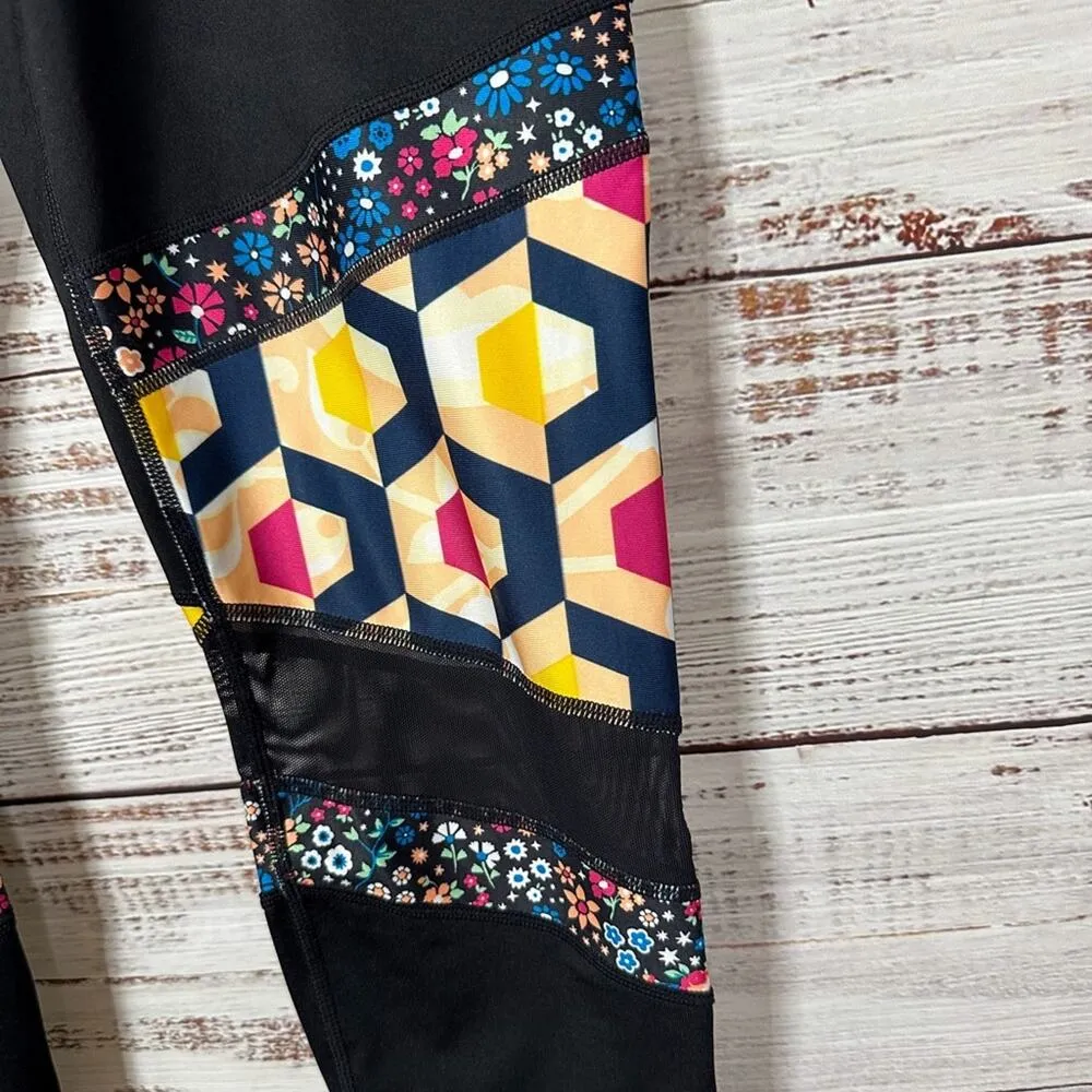 Joy Lab Women’s Black Geometric Floral Activewear Leggings, EUC, Size Large - Image 5