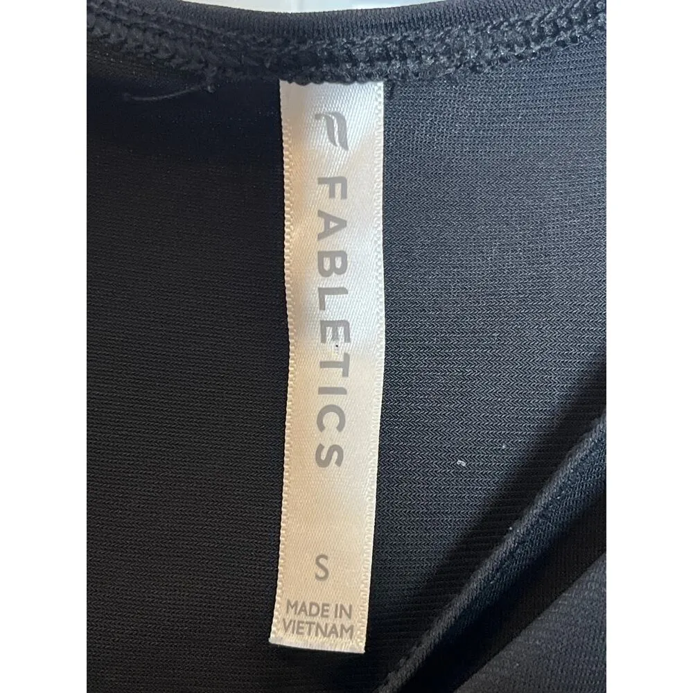 Fabletics Knit Twist Front Top Black V Neck Small Crop - Image 5