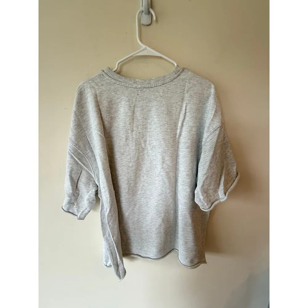 ZARA Women's Size Large Gray Shirt Sleeve Sweatshirt
Boxy Cropped Sweater Wide - Image 2