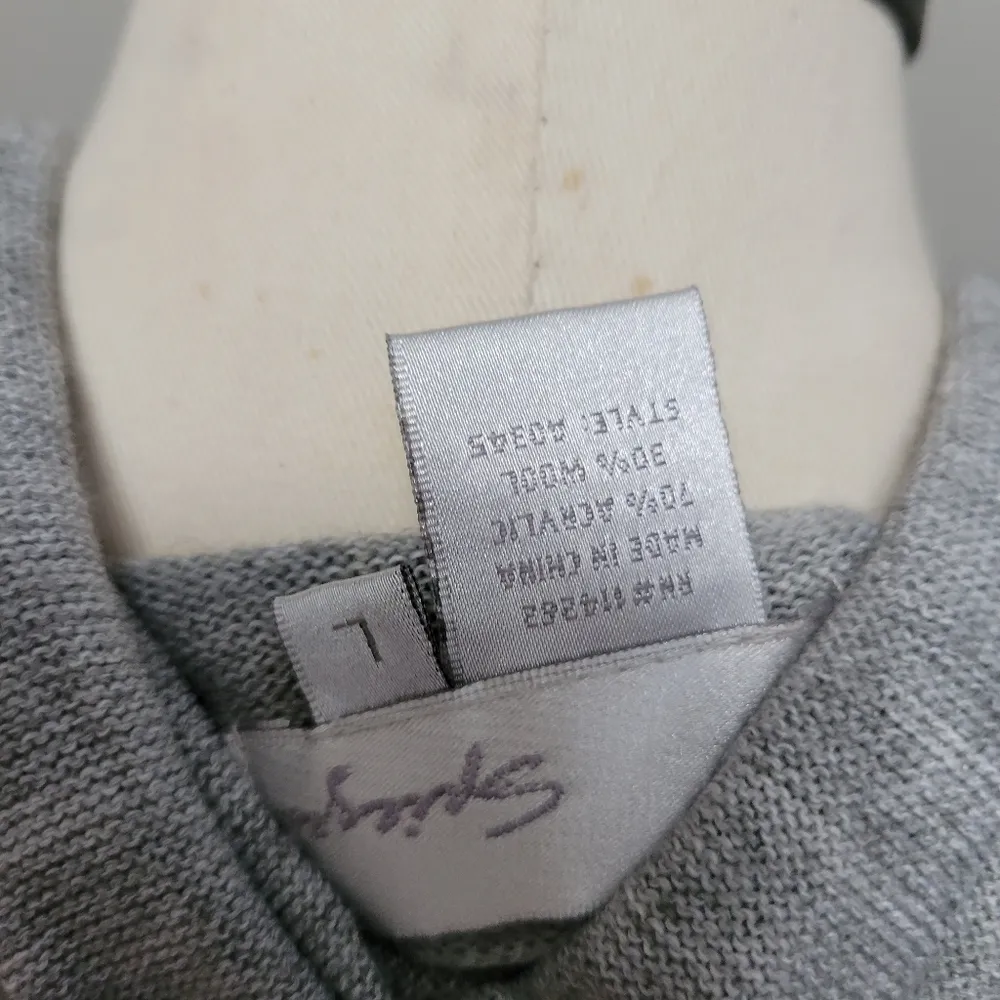 Spiegel gray pearl embellished open front wool blend cardigan size large - Image 6