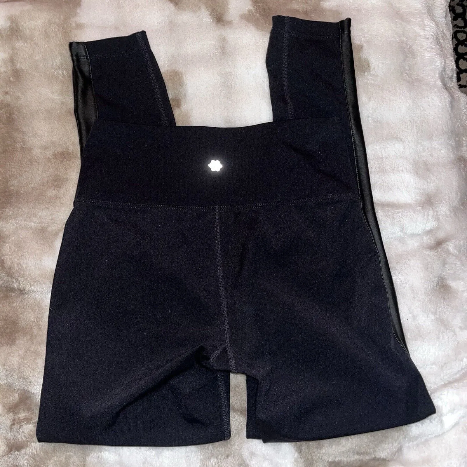 Nanette Lepore Women's Black Leggings Tuxedo Faux Leather Stripe Size XS - Image 8