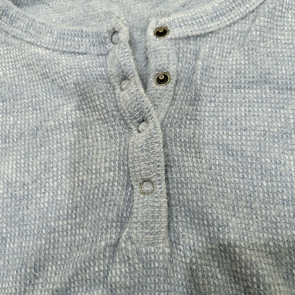 Hollister blue fuzzy Henley sweater - Image 3