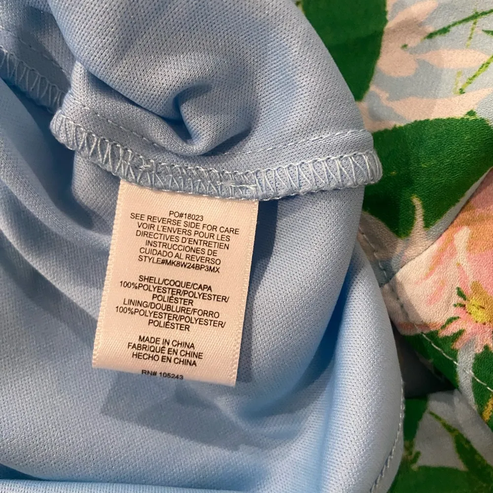 Bobeau Size M Light Blue Floral Elastic Waist Flowy Lined Maxi Skirt - Image 9