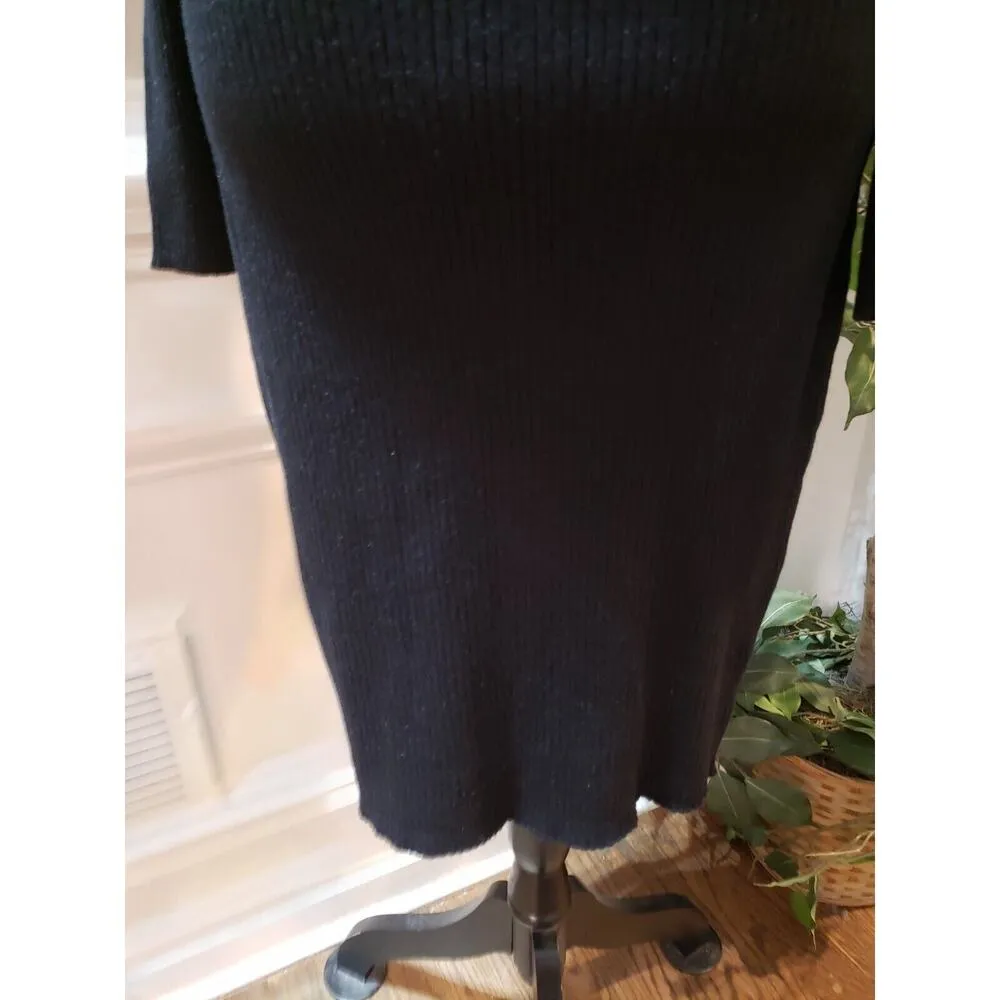 Talent Womens Black Ribbed Scoop Neck Cold Shoulder Sleeve Knit Sweater Dress L Size L - Image 5