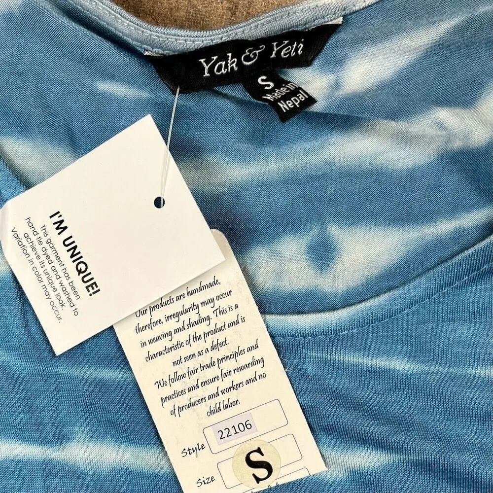 NWT Yak & Yeti Casual Tye Dye Ombré Ruffle Tank Small Blue - Image 6