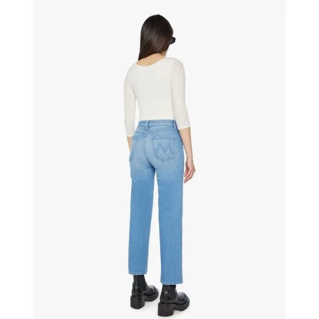 MOTHER The Rambler Zip High Rise Ankle Straight Jeans in County Line 28 Blue - Image 4