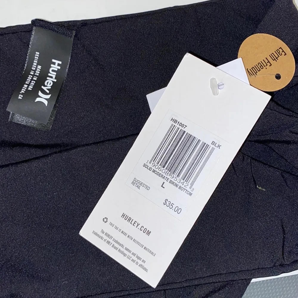 NWT Women’s Hurley Bikini Bottom solid black moderate Large 295950 low rise - Image 3