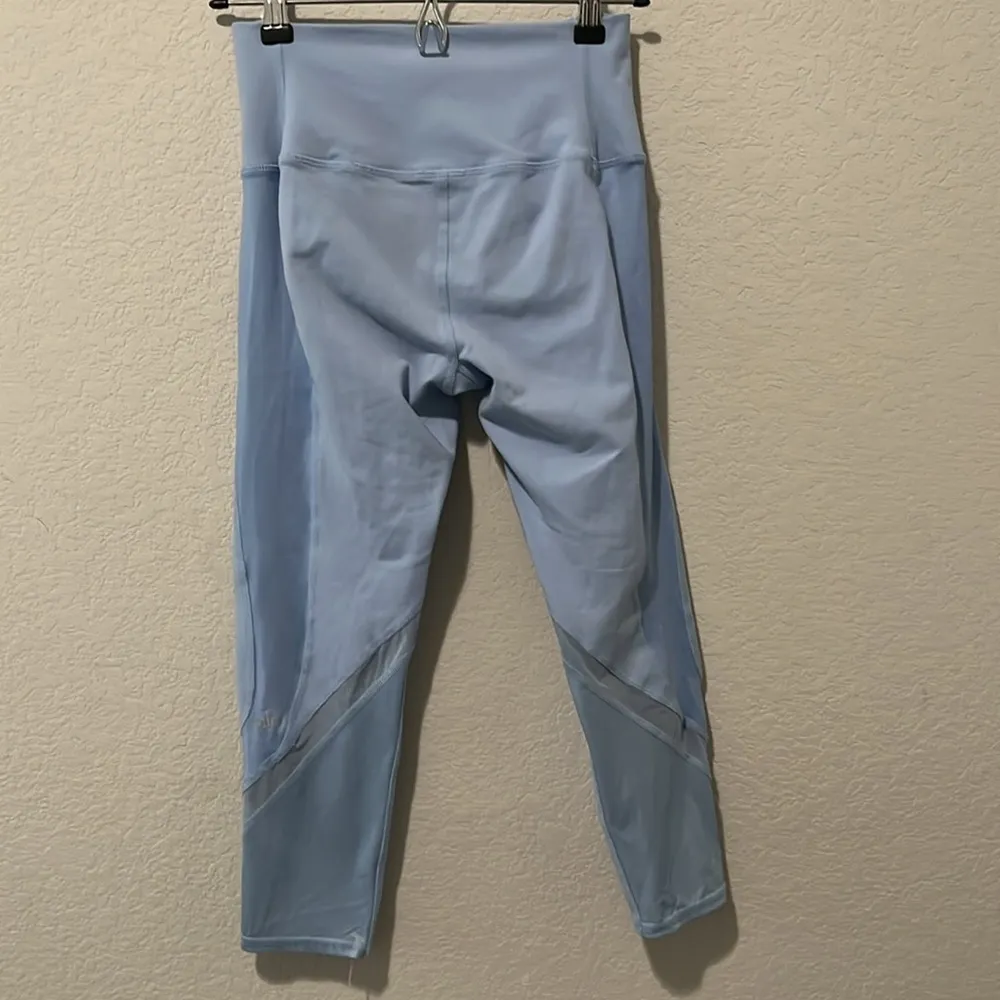 ALO YOGA Light Blue Leggings with Varied Light Blue Mesh Detailing, Size S - Image 6