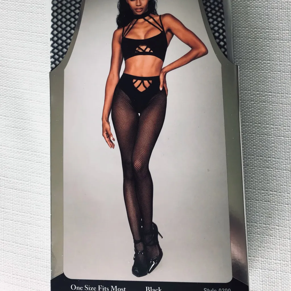 Dreamgirl Bralette and Panty Fishnet Bodystocking Set, NWT, OSFM - Image 3
