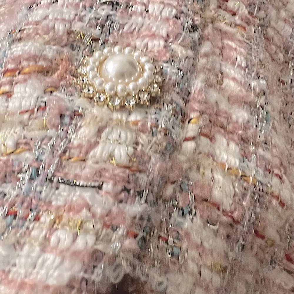 House of Harlowe 1960Tweed skirt set in Pixi Pearl Buttons New with tags Pink Size M - Image 4