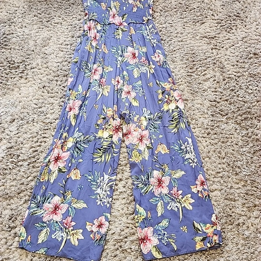 Floral Strapless Jumpsuit Size M      Anti-Slip Band & Cinched Waist - Image 7