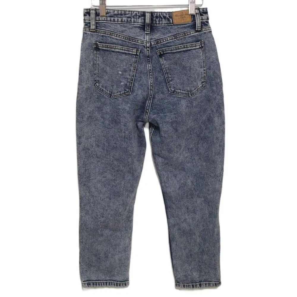 Womens Abercrombie & Fitch Curve Love A&F Mom Jean High Rise Blue Jeans Sz 26 2S - Image 2