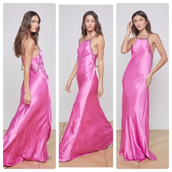 L'AGENCE Majesty Dress With Chain pink size 2 Viscose C6 - Image 2