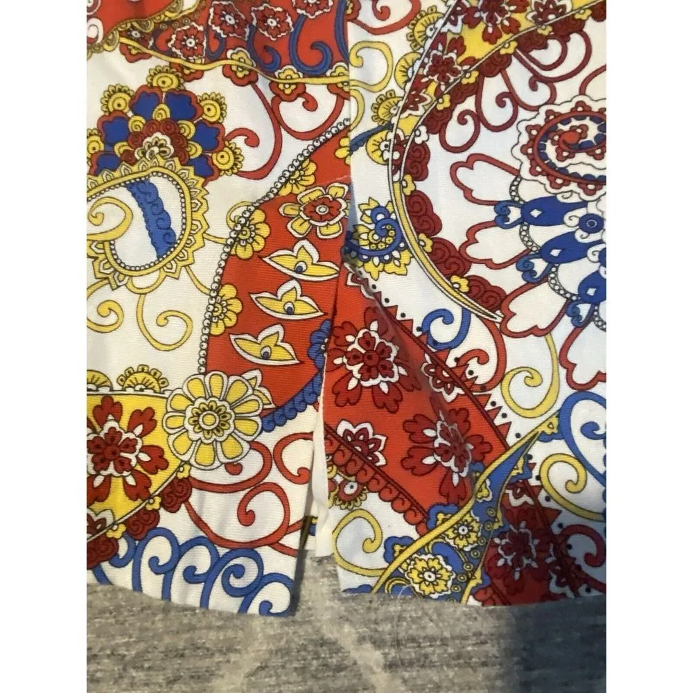 Talbots Womens Red Blue Floral Paisley Pattern Pencil Skirt Size 12 Business - Image 4